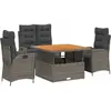 vidaXL Ensemble à manger jardin 4pcs et coussins Gris Résine tressée