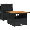 vidaXL Ensemble à manger de jardin coussins 2pcs noir résine tressée