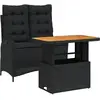 vidaXL Ensemble à manger de jardin coussins 2pcs noir résine tressée