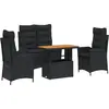 vidaXL Ensemble à manger de jardin 4 pcs avec coussins noir