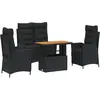 vidaXL Ensemble à manger de jardin 4 pcs avec coussins noir
