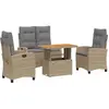 vidaXL Ensemble à manger de jardin coussins 4 pcs beige résine tressée