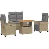 vidaXL Ensemble à manger de jardin coussins 4 pcs beige résine tressée