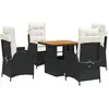 vidaXL Ensemble à manger de jardin coussins 5pcs Noir Résine tressée