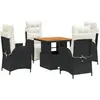 vidaXL Ensemble à manger de jardin coussins 5pcs Noir Résine tressée