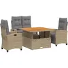 vidaXL Ensemble à manger de jardin coussins 4 pcs beige résine tressée