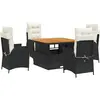 vidaXL Ensemble à manger de jardin coussins 5pcs Noir Résine tressée