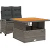 vidaXL Ensemble à manger de jardin et coussins 2 pcs gris rotin