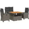 vidaXL Ensemble à manger jardin 4pcs et coussins Gris Résine tressée