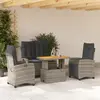vidaXL Ensemble à manger jardin 4pcs et coussins Gris Résine tressée