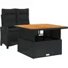vidaXL Ensemble à manger de jardin coussins 2pcs noir résine tressée