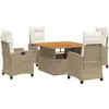 vidaXL Ensemble à manger de jardin avec coussins 5pcs Beige poly rotin
