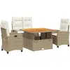 vidaXL Ensemble à manger de jardin coussins 4 pcs beige résine tressée
