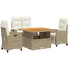 vidaXL Ensemble à manger de jardin coussins 4 pcs beige résine tressée