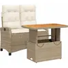 vidaXL Ensemble à manger de jardin et coussins 2 pcs beige poly rotin