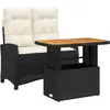 vidaXL Ensemble à manger de jardin coussins 2pcs noir résine tressée