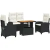 vidaXL Ensemble à manger de jardin 4 pcs avec coussins noir
