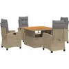 vidaXL Ensemble à manger de jardin avec coussins 5pcs Beige poly rotin
