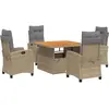 vidaXL Ensemble à manger de jardin avec coussins 5pcs Beige poly rotin