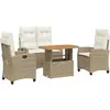 vidaXL Ensemble à manger de jardin coussins 4 pcs beige résine tressée