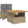 vidaXL Ensemble à manger de jardin et coussins 2 pcs beige poly rotin
