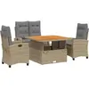 vidaXL Ensemble à manger de jardin coussins 4 pcs beige résine tressée
