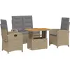vidaXL Ensemble à manger de jardin coussins 4 pcs beige résine tressée