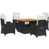 vidaXL Ensemble à manger de jardin coussins 5pcs Noir Résine tressée