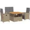 vidaXL Ensemble à manger de jardin coussins 4 pcs beige résine tressée