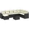 vidaXL Salon de jardin 8 pcs avec coussins noir résine tressée