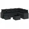 vidaXL Salon de jardin 7 pcs avec coussins noir résine tressée