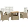 vidaXL Ensemble à manger de jardin coussins 4 pcs beige résine tressée