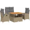 vidaXL Ensemble à manger de jardin coussins 4 pcs beige résine tressée