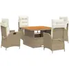 vidaXL Ensemble à manger de jardin avec coussins 5pcs Beige poly rotin