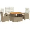vidaXL Ensemble à manger de jardin coussins 4 pcs beige résine tressée