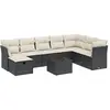 vidaXL Salon de jardin 8 pcs avec coussins noir résine tressée