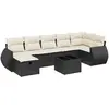 vidaXL Salon de jardin 7 pcs avec coussins noir résine tressée