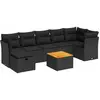 vidaXL Salon de jardin 8 pcs avec coussins noir résine tressée