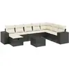 vidaXL Salon de jardin 8 pcs avec coussins noir résine tressée