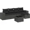 vidaXL Salon de jardin 6 pcs avec coussins noir résine tressée