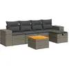vidaXL Salon de jardin 6 pcs avec coussins gris résine tressée