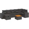 vidaXL Salon de jardin 8 pcs avec coussins noir résine tressée