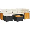 vidaXL Salon de jardin 6 pcs avec coussins noir résine tressée