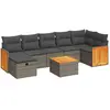 vidaXL Salon de jardin avec coussins 7 pcs gris résine tressée
