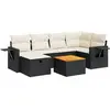 vidaXL Salon de jardin 7 pcs avec coussins noir résine tressée