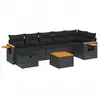 vidaXL Salon de jardin 7 pcs avec coussins noir résine tressée