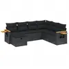 vidaXL Salon de jardin 8 pcs avec coussins noir résine tressée