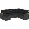 vidaXL Salon de jardin 8 pcs avec coussins noir résine tressée