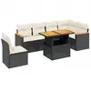 vidaXL Salon de jardin 7 pcs avec coussins noir résine tressée