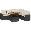 vidaXL Salon de jardin 7 pcs avec coussins noir résine tressée